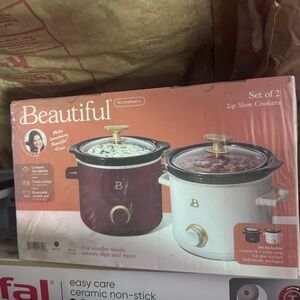 Beautiful Kitchenware 2qt Slow Cookers Set - Brown and White